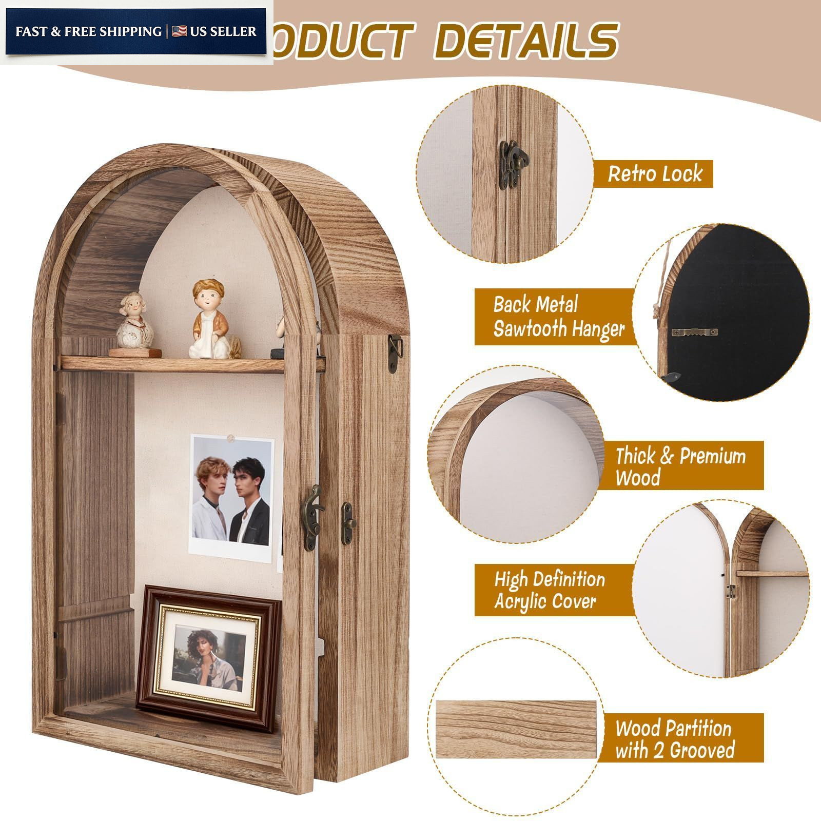 Shadow Box Frame, 10″x16″ Boxes Display Cases with Carbonized Brown