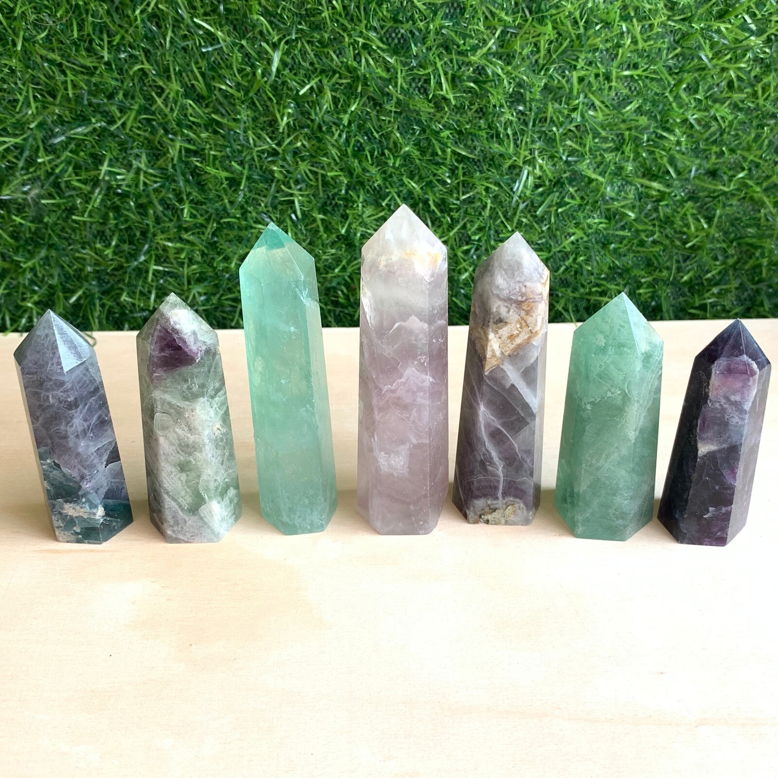 1LB Natural fluorite quartz obelisk crystal wand point healing random