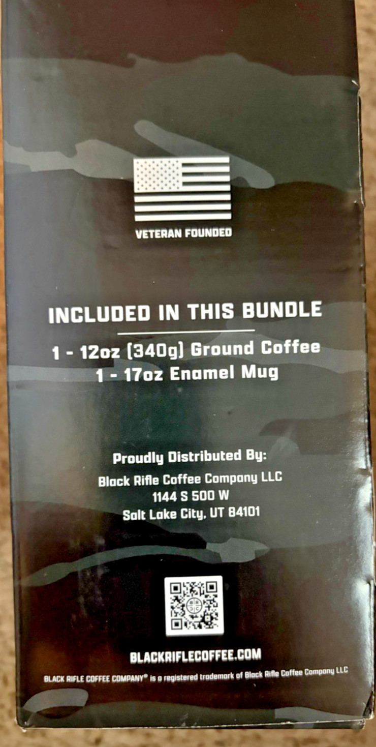 Black Rifle Coffee Company Black Enamel Mug Cup Tin &12 oz Coffee