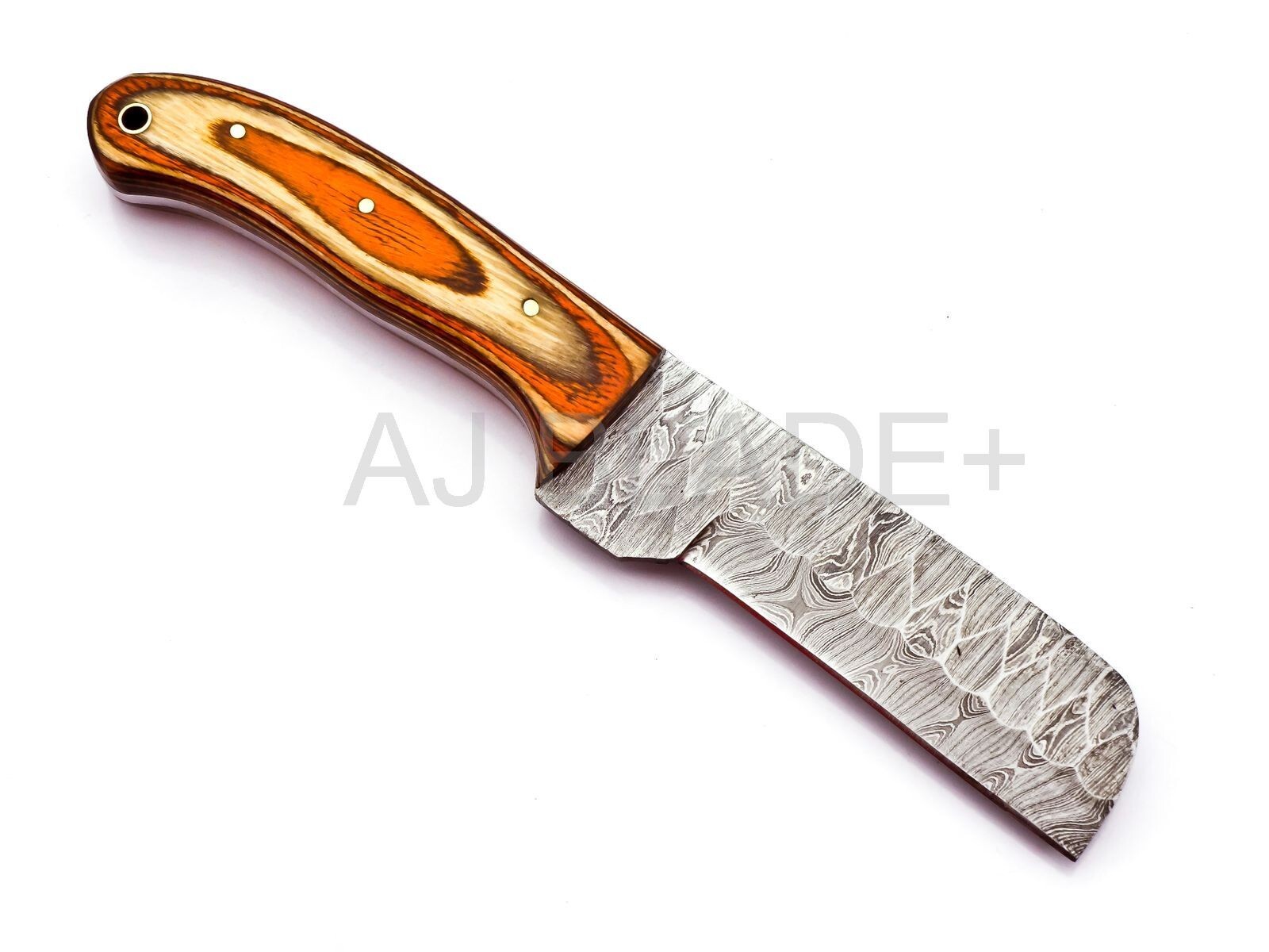 CowBoy Bull Cutter Knife Hand Forged Damascus Steel EDC Knife Pakka Wood; 9005