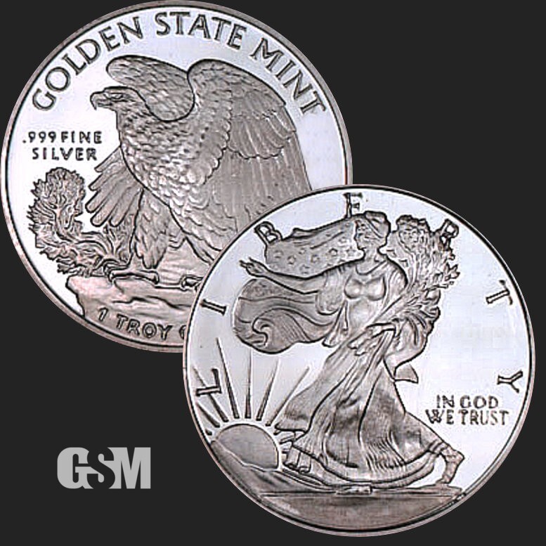 GSM Walking Liberty Uncirculated 1oz Troy .999 Solid Silver Coin Round IN STOCK