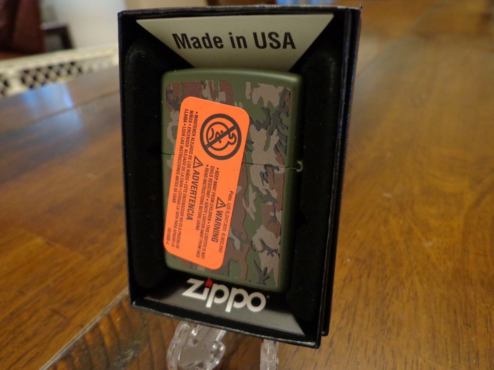 2 SIDED GREEN MATTE CAMO CAMOUFLAGE ZIPPO LIGHTER MINT IN BOX