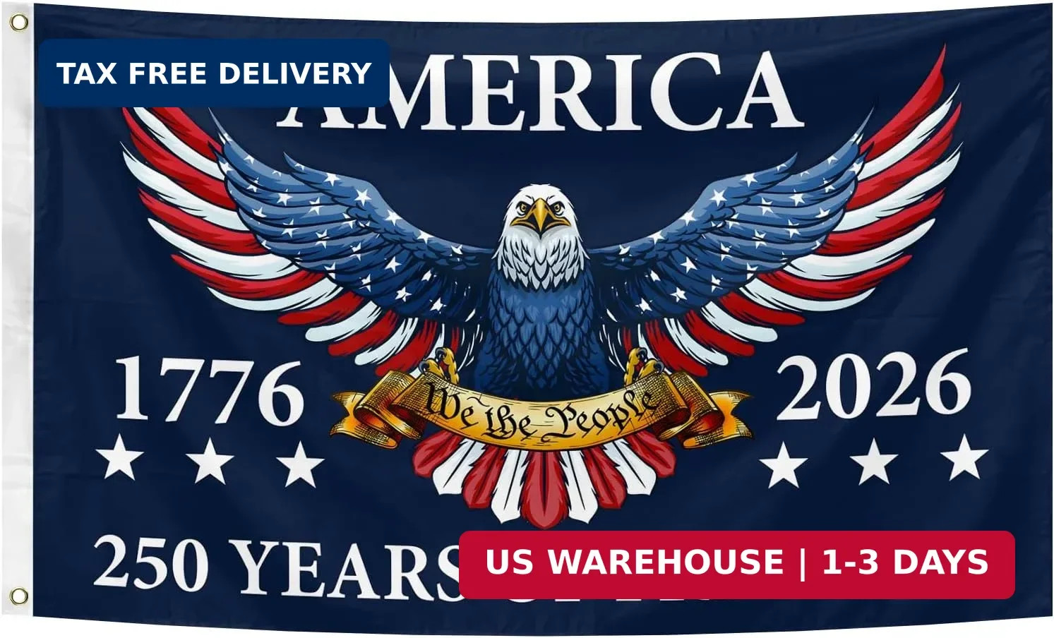 250 Years America Flag – Double Sided Patriotic Eagle 3 X 5 Ft Anniversary