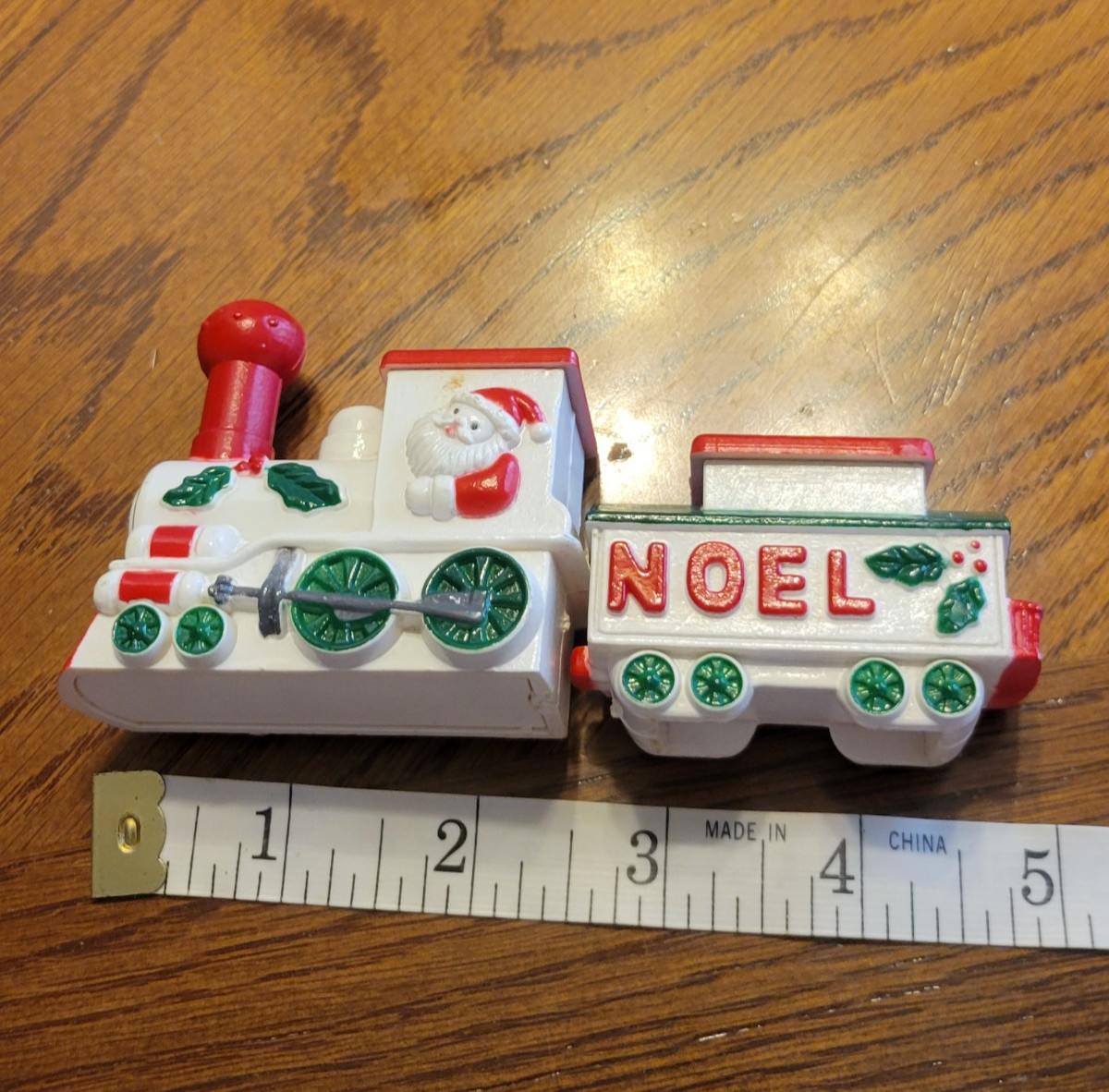 VTG Christmas Mini Taper Candle Holder Train Noel Santa Claus Indoor Decorations