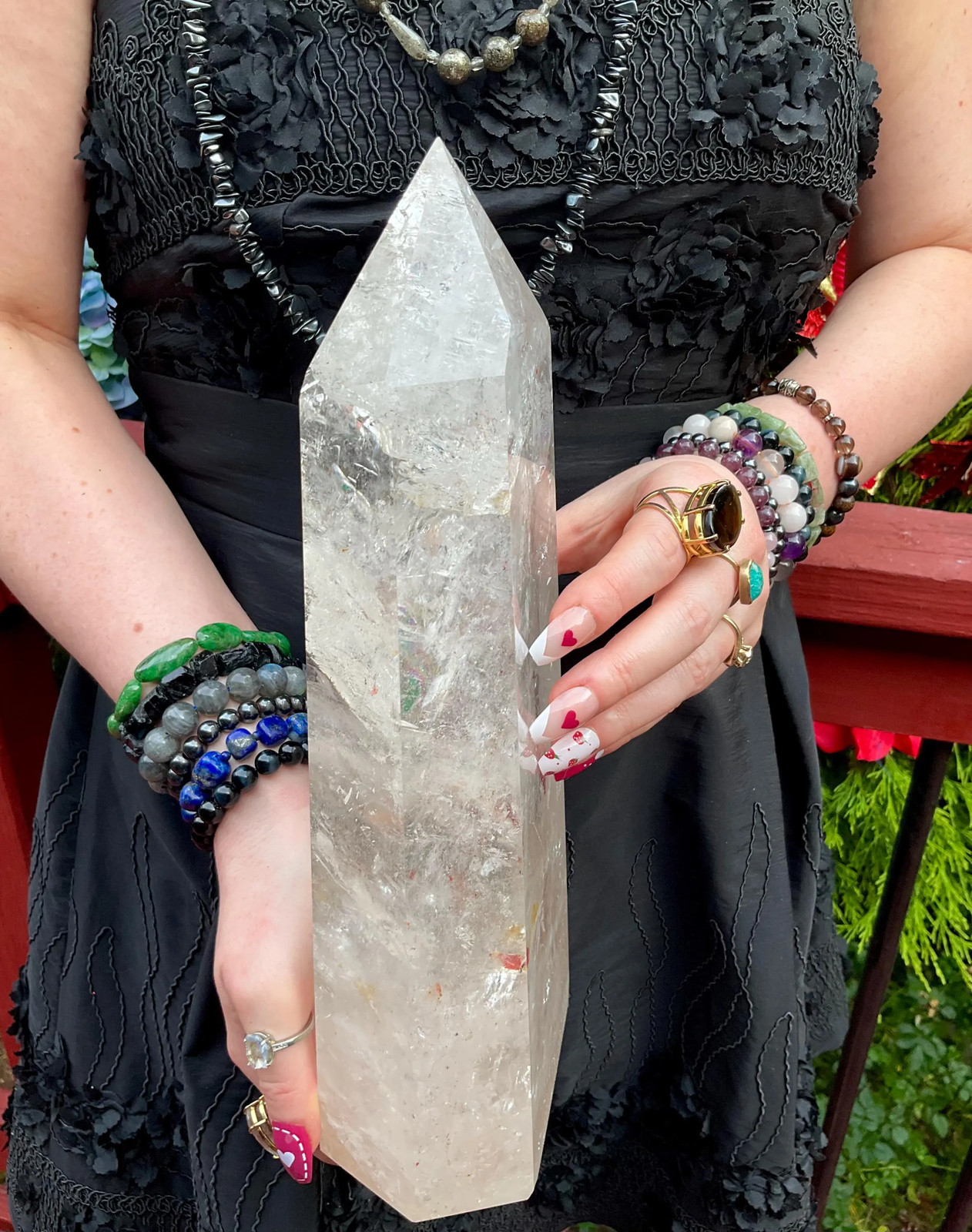 Ultra Clear Quartz Crystal Generator ~ Large 8 lb. 6 oz. ~ 11 1/2″ Tall ~ Silve