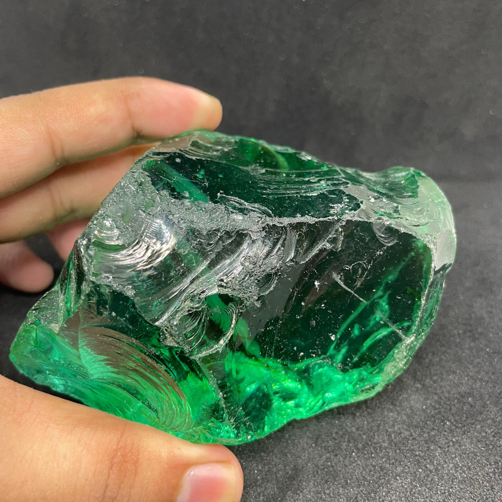Natural Green Obsidian Raw Crystal 210-320 CT, Healing Stone for Energy Clearing