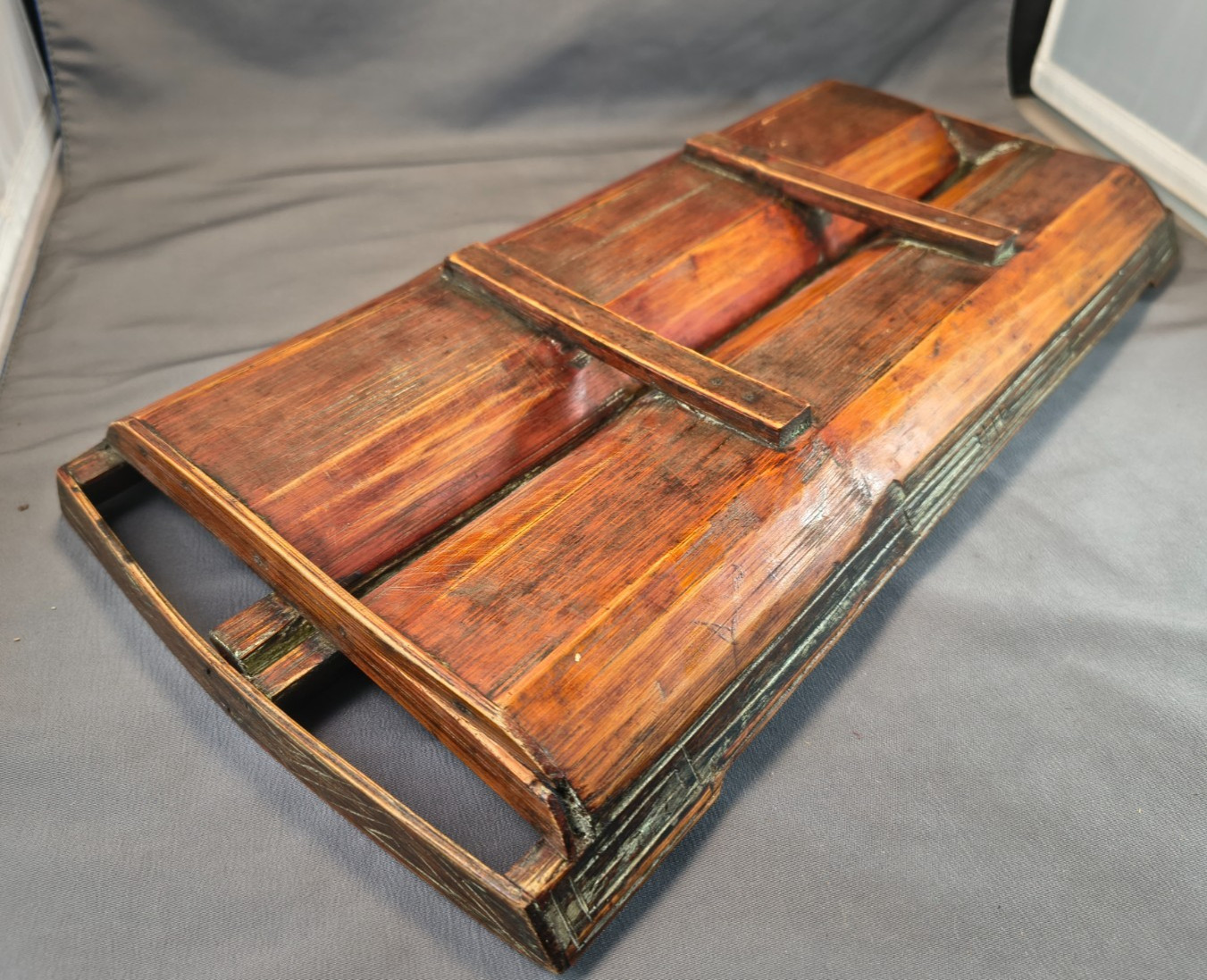 Vintage Split Bamboo Dual Trough Tray or Organizer – Southeast Asia – 16″ long