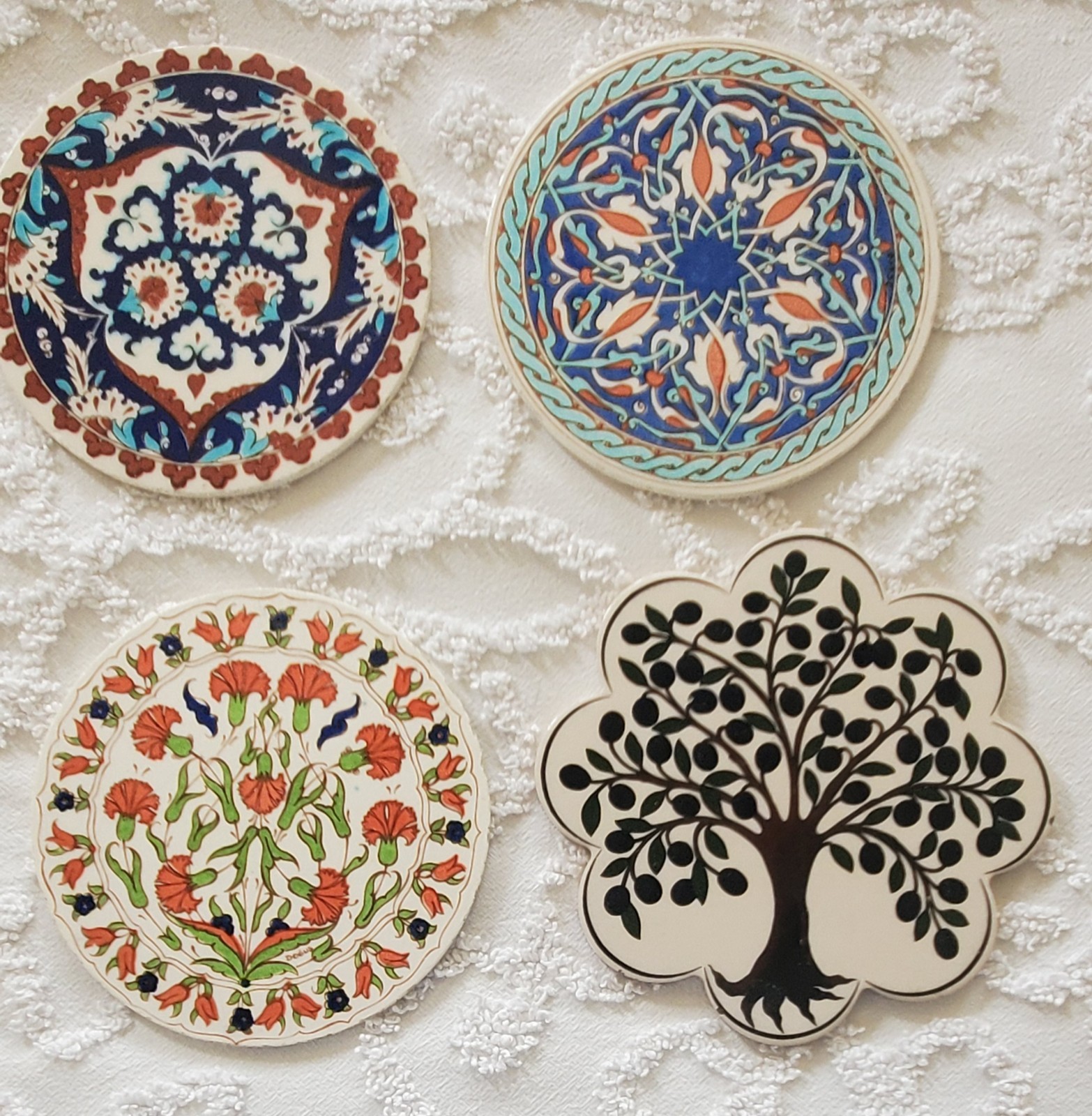 Decorative Tiles Made In Turkey Set of 4 Ceramic Tiles