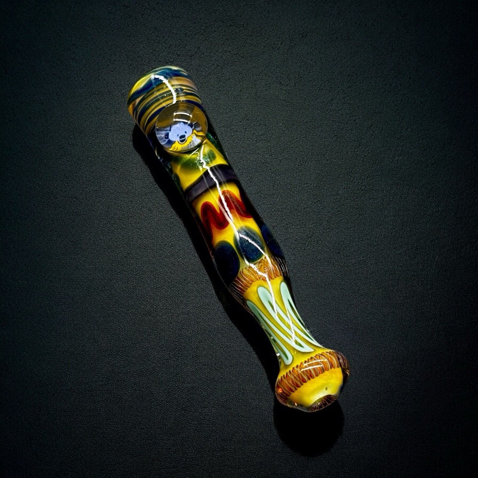 Handmade 3.5” Glass Chillum Pipe Colorful Dot Design Tobacco Pipe