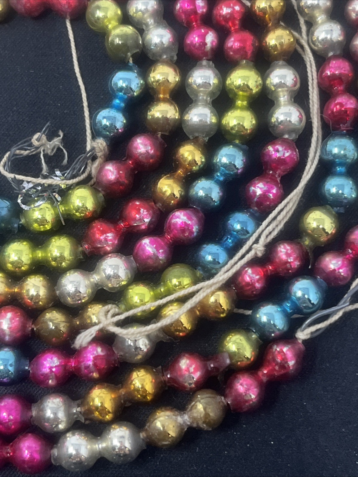 Vintage – Mercury Glass – Diameter 1/4” – Multi-Color – Garland – 70”