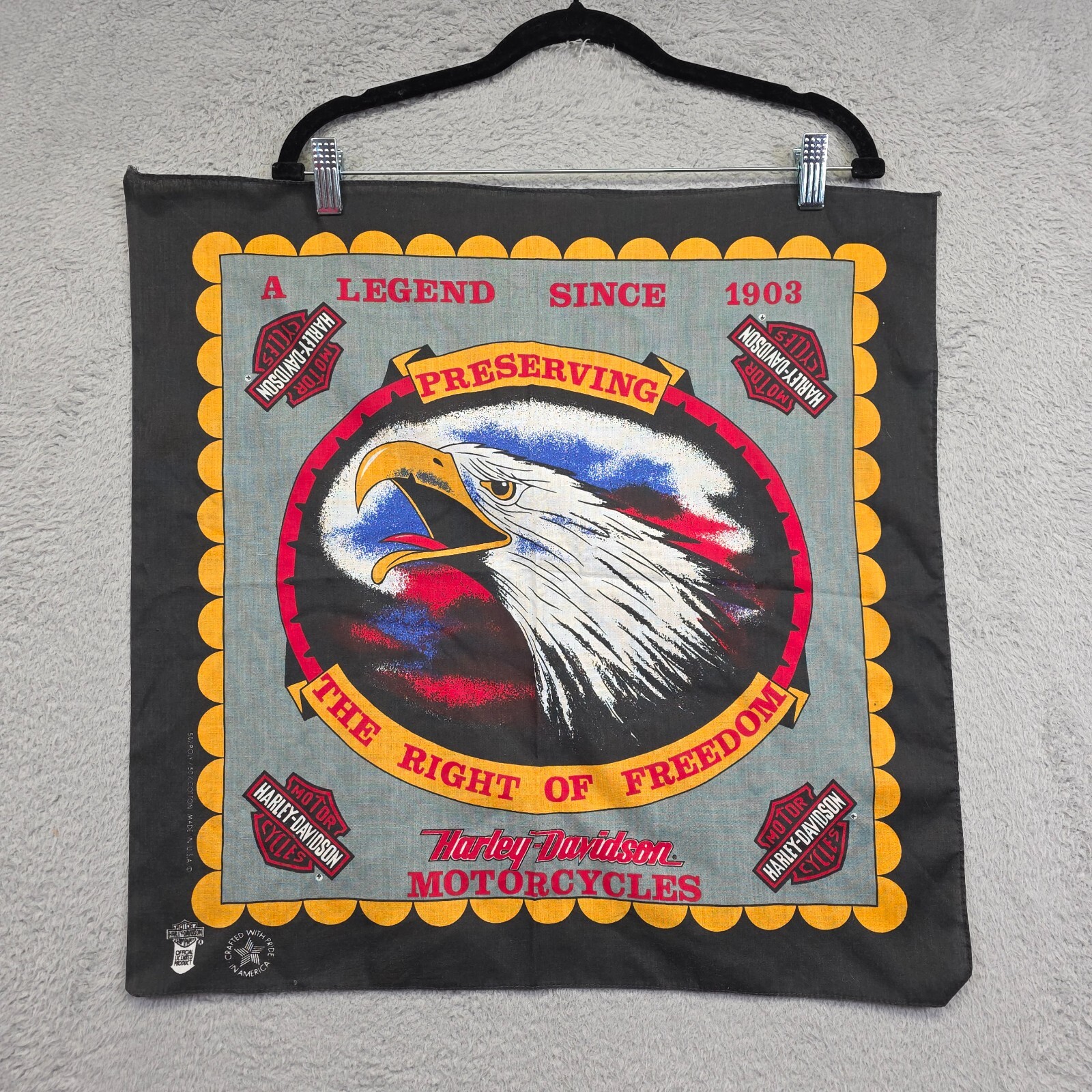 Vintage Harley Davidson Bandana Preserving Freedom Eagle Patriotic USA 22×22