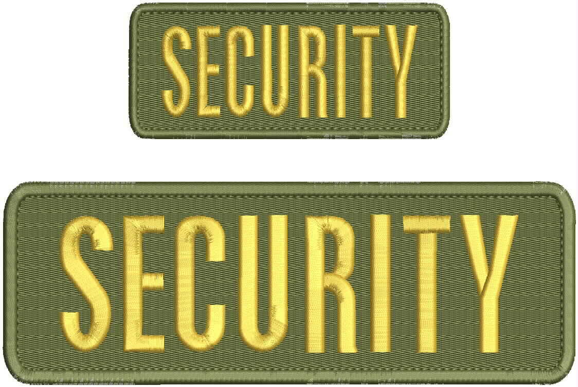 „Security“ embroidery patch 3×9 and 2×4 inches hook OD green gold