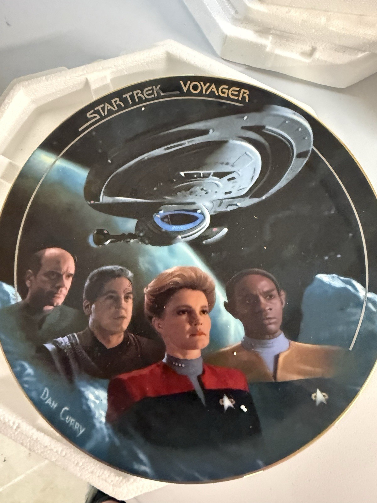 1997 Hamilton Star Trek Warp Speed Ships In Motion 7″ Plate Blue Lenticular
