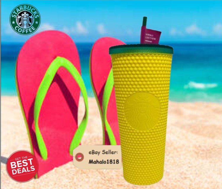 🍍STUDDED PINEAPPLE MatteYellow Tumbler 24oz Cup Double Wall Starbucks Hawaii