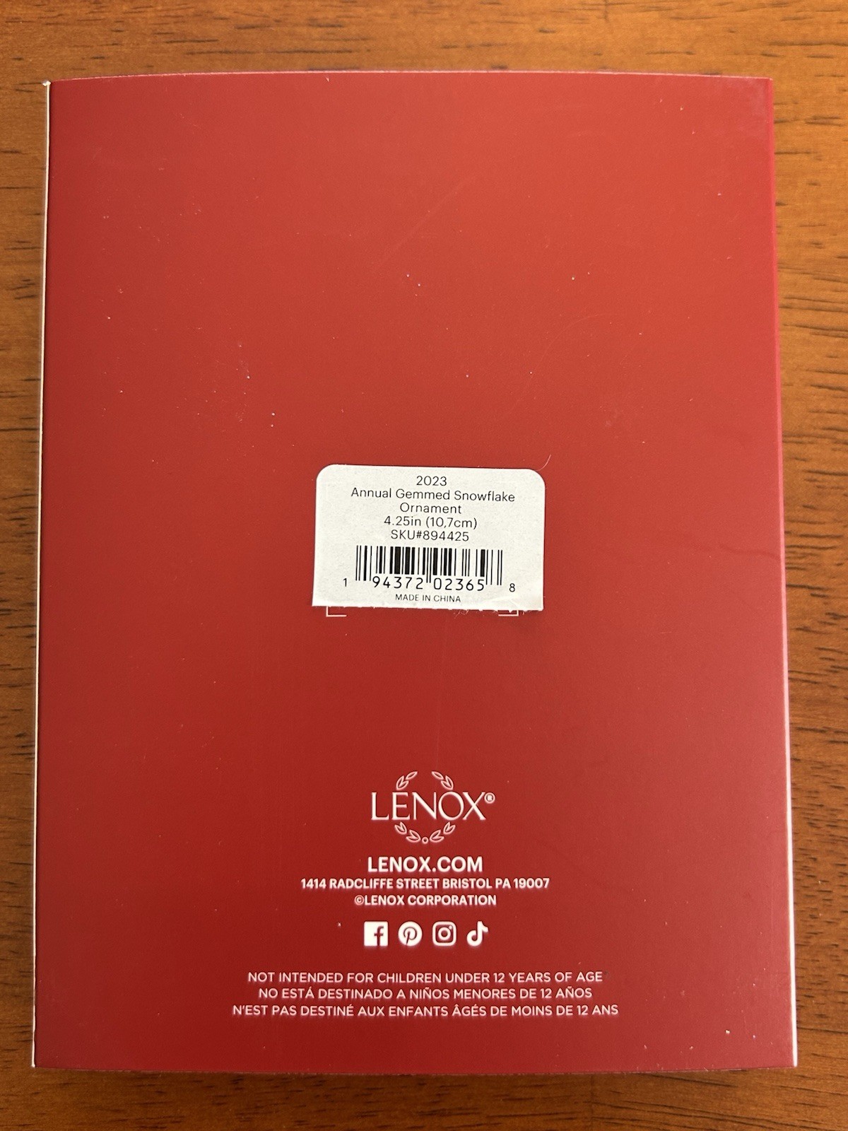 Lenox 2023 Annual Gemmed Snowflake Christmas Ornament 4.25in #894425