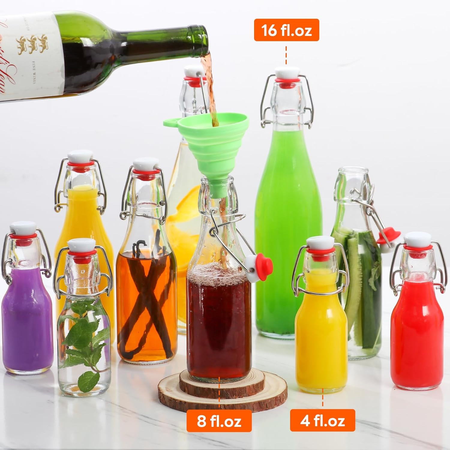 Aurotrends 4 Oz Swing Top Glass Bottles, 12 Pack for Extracts & Beverages