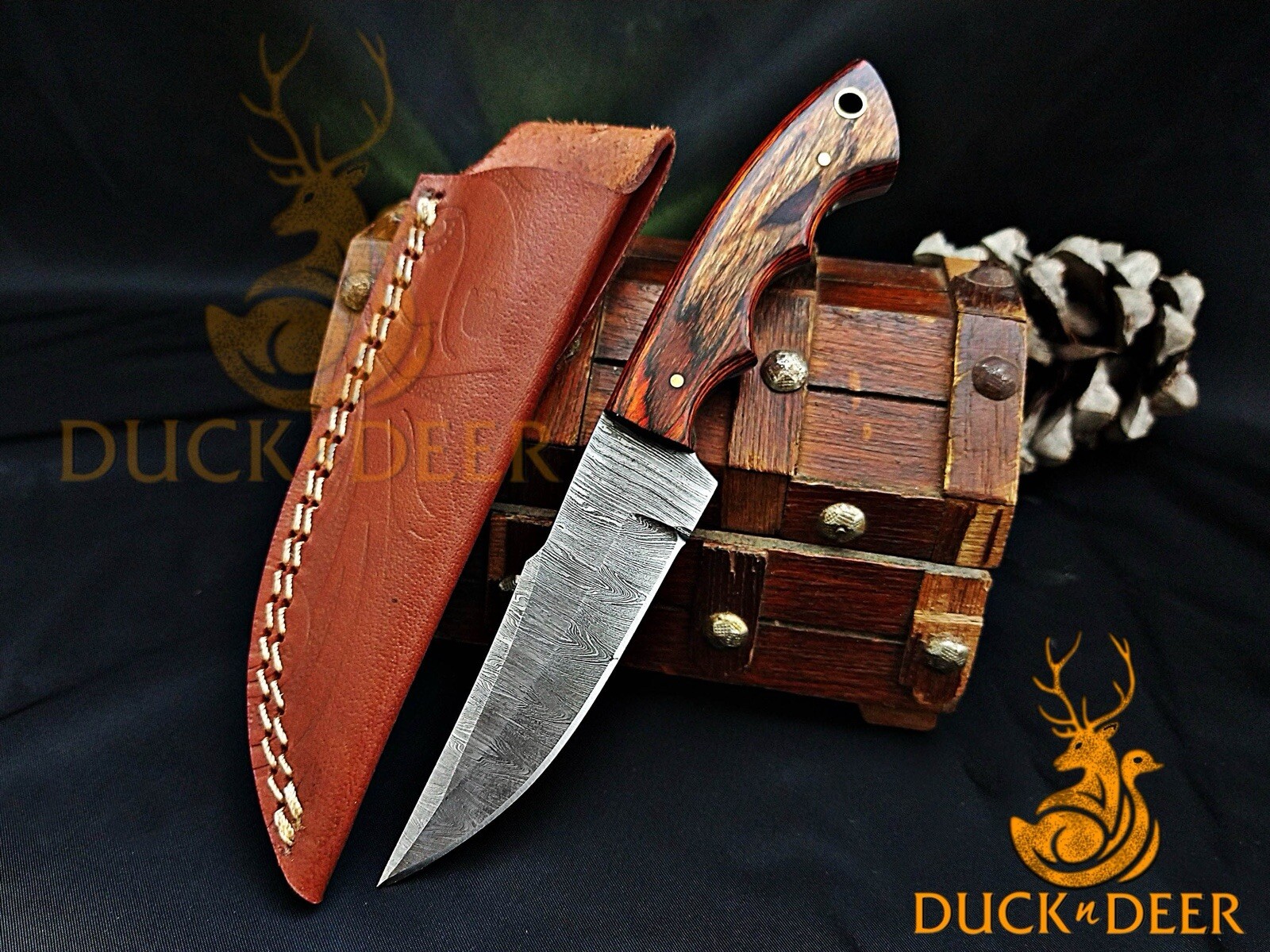 8″ Long Damascus knife Handmade Damascus steel Hunting Knife Fixed Blade Knife