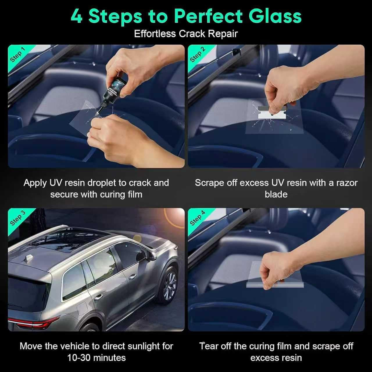 2026 Latest Upgradedwindshield Crack Repair Kit,Quick-Glass Repair Liquid,Long-L