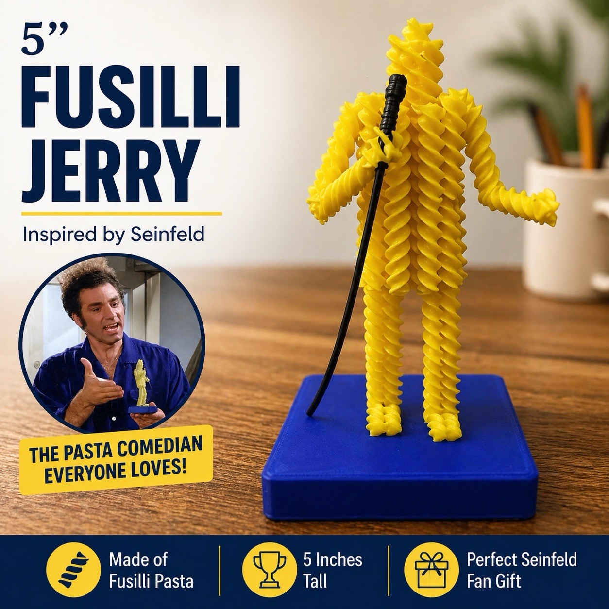 5” Seinfeld Fusilli Jerry – Cosmo Kramer’s Pasta Creations | Office home decor