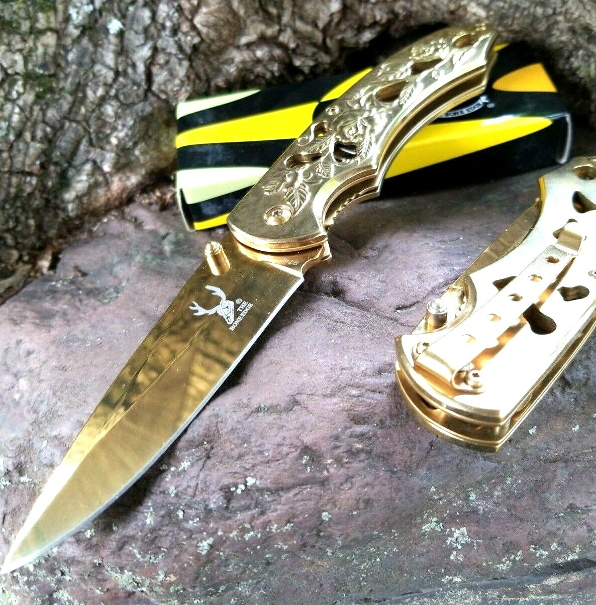 Gold Roses 8″ Pocket Knife Ladies EDC Stainless Steel Heavy 😍👀