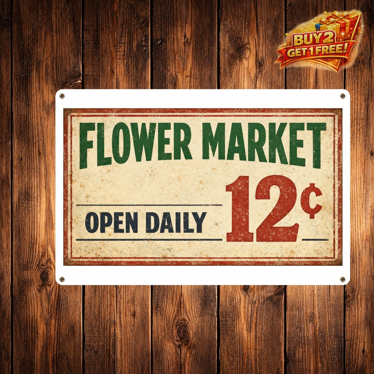 Retro Garden Tour 5 Cents Metal Sign Farmhouse Outdoor Wall Decor 8×12
