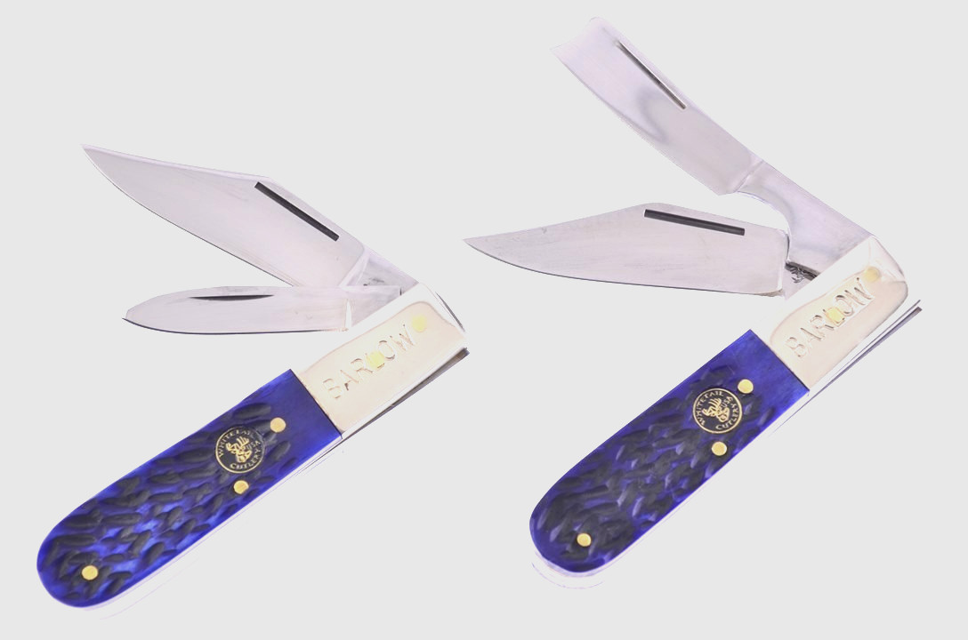 RARE Barlow Razor Pocket Knife Blue Bone Handles Razor & Clip Blades, 3-3/8″