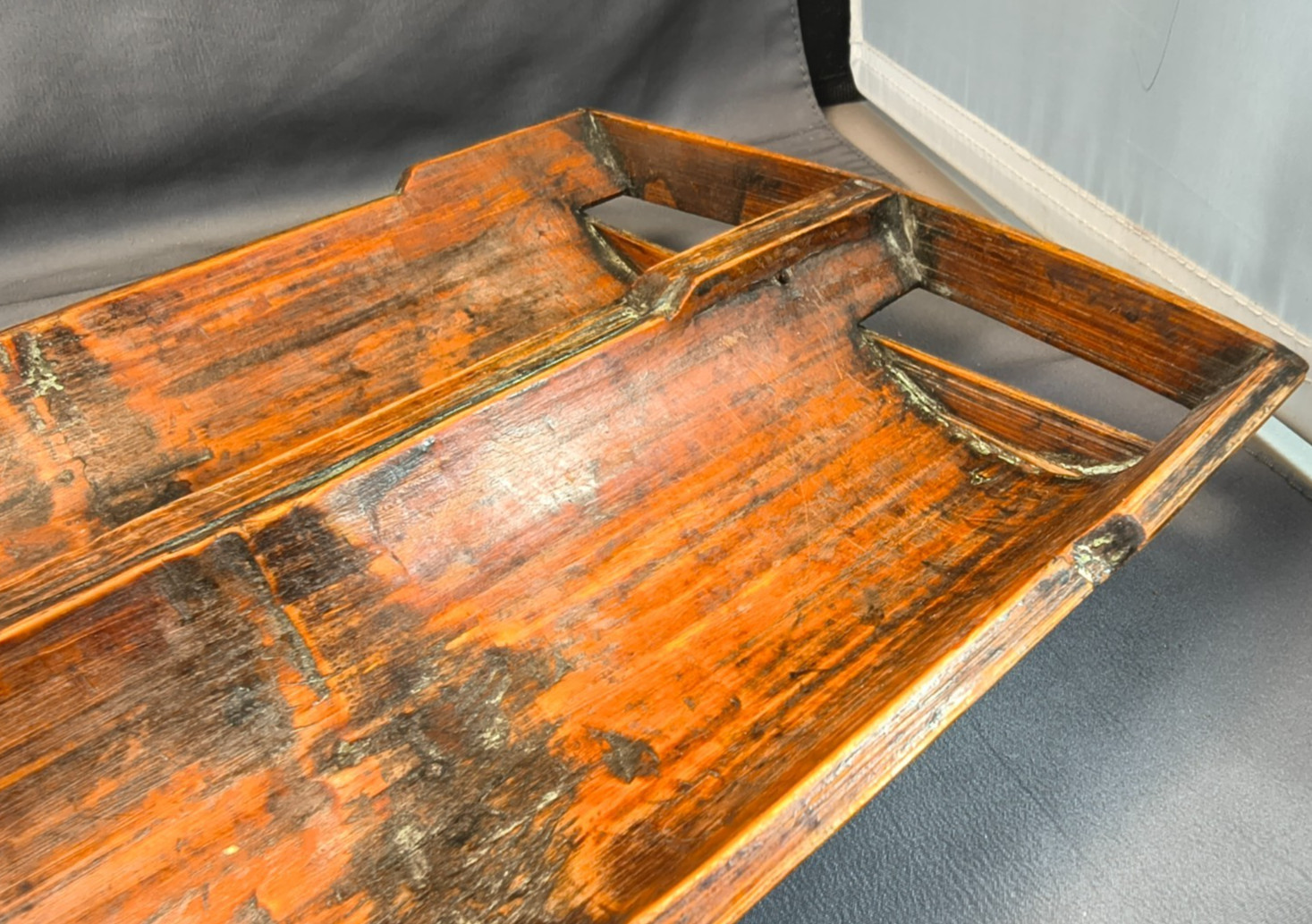 Vintage Split Bamboo Dual Trough Tray or Organizer – Southeast Asia – 16″ long