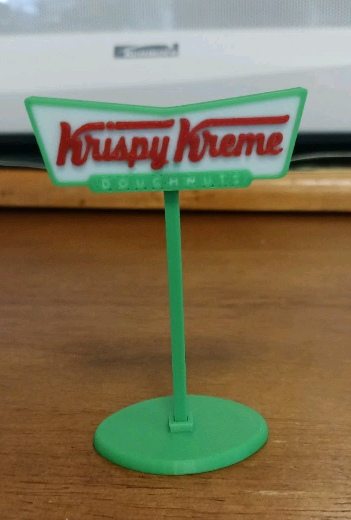 N-SCALE- Krispy Kreme Doughnuts Miniature Restaurant Sign. 3″ Tall.