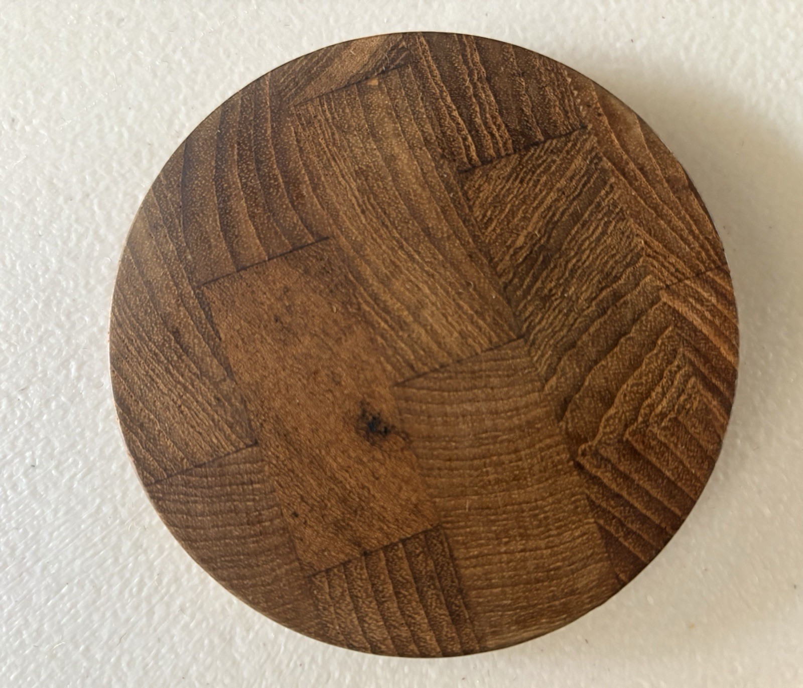 4 DANSK Teak Wood Drink Coasters Jute Burlap Bag Danish Modern Denmark MCM Round