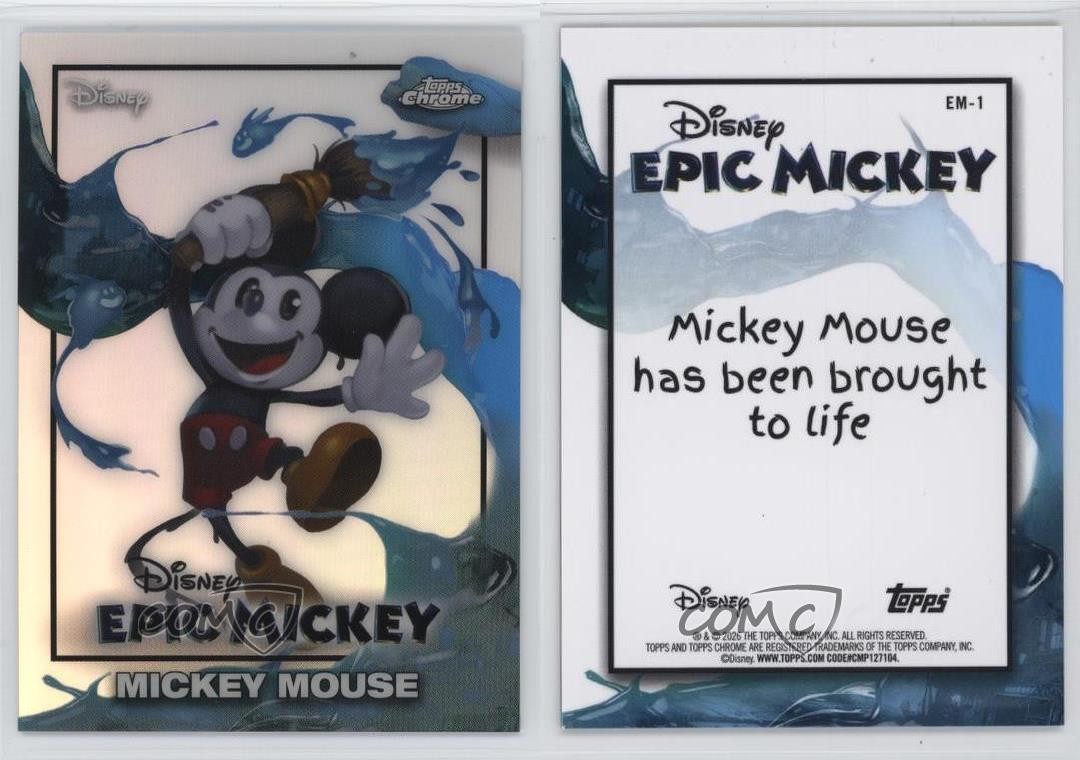 2026 Topps Disney Neon Epic Mickey Chrome Mickey Mouse #EM-1 1sh2