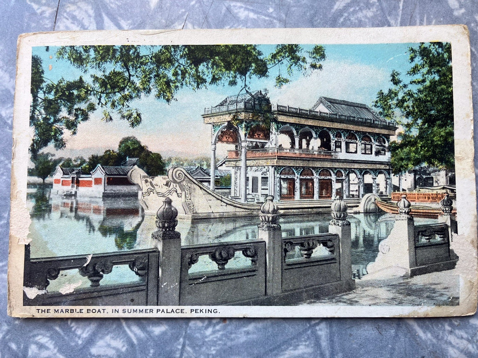 THE MARBLE BOAT IN SUMMER PALACE PEKING, CHINA Vintage Unposted Postcard