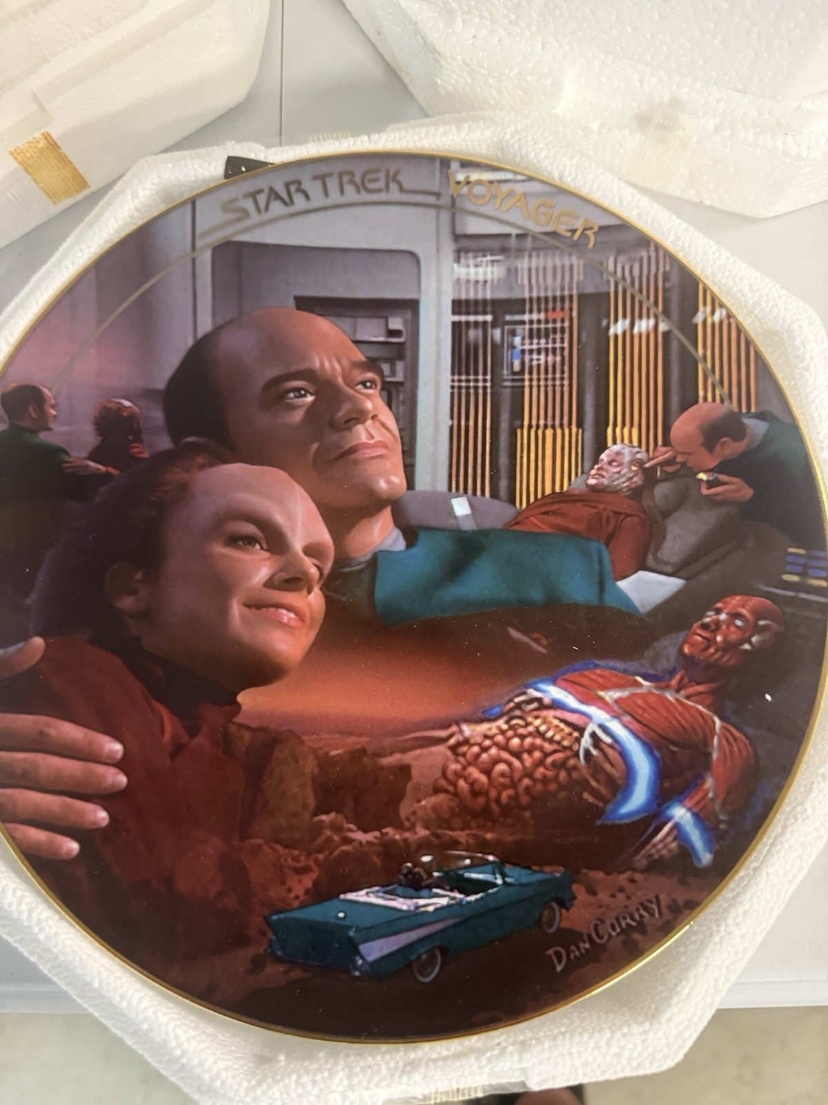 1997 Hamilton Star Trek Warp Speed Ships In Motion 7″ Plate Blue Lenticular