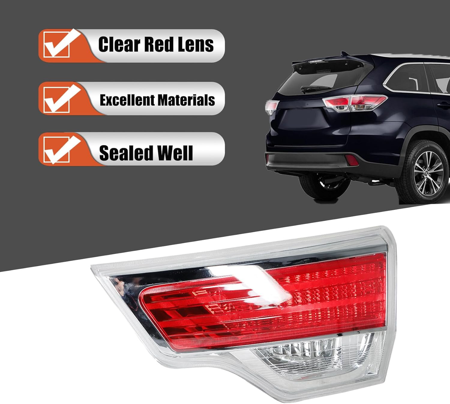 Passenger Side Inner Tail Light Replacement for Toyota Highlander 2014-2016 Rear