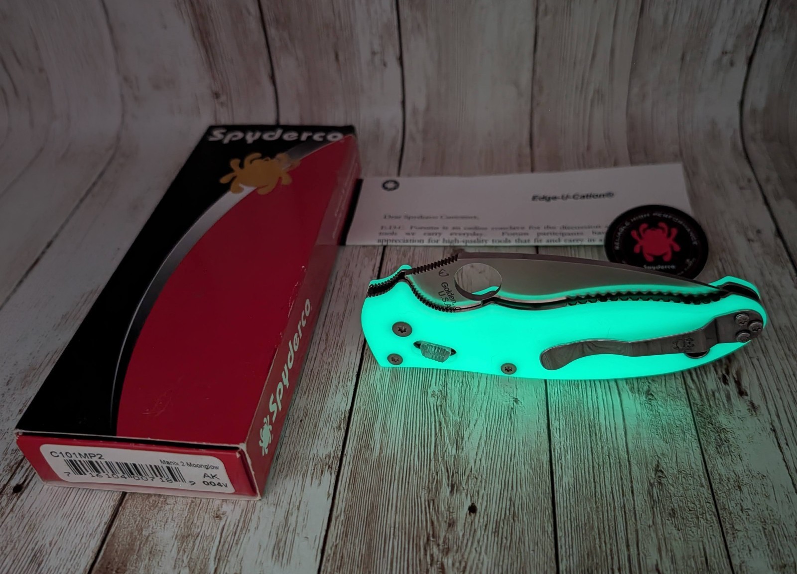 ⚪⚪Spyderco Manix 2 MOONGLOW 🌕 Sprint Run, Discontinued, Rare📬