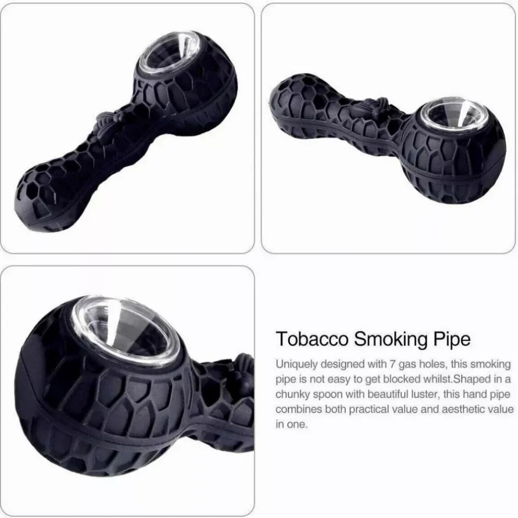 2pc Silicone Smoking Pipe 4.3″ Honeycomb Bee Tobacco Hand Pipes Glass Bowl Tool