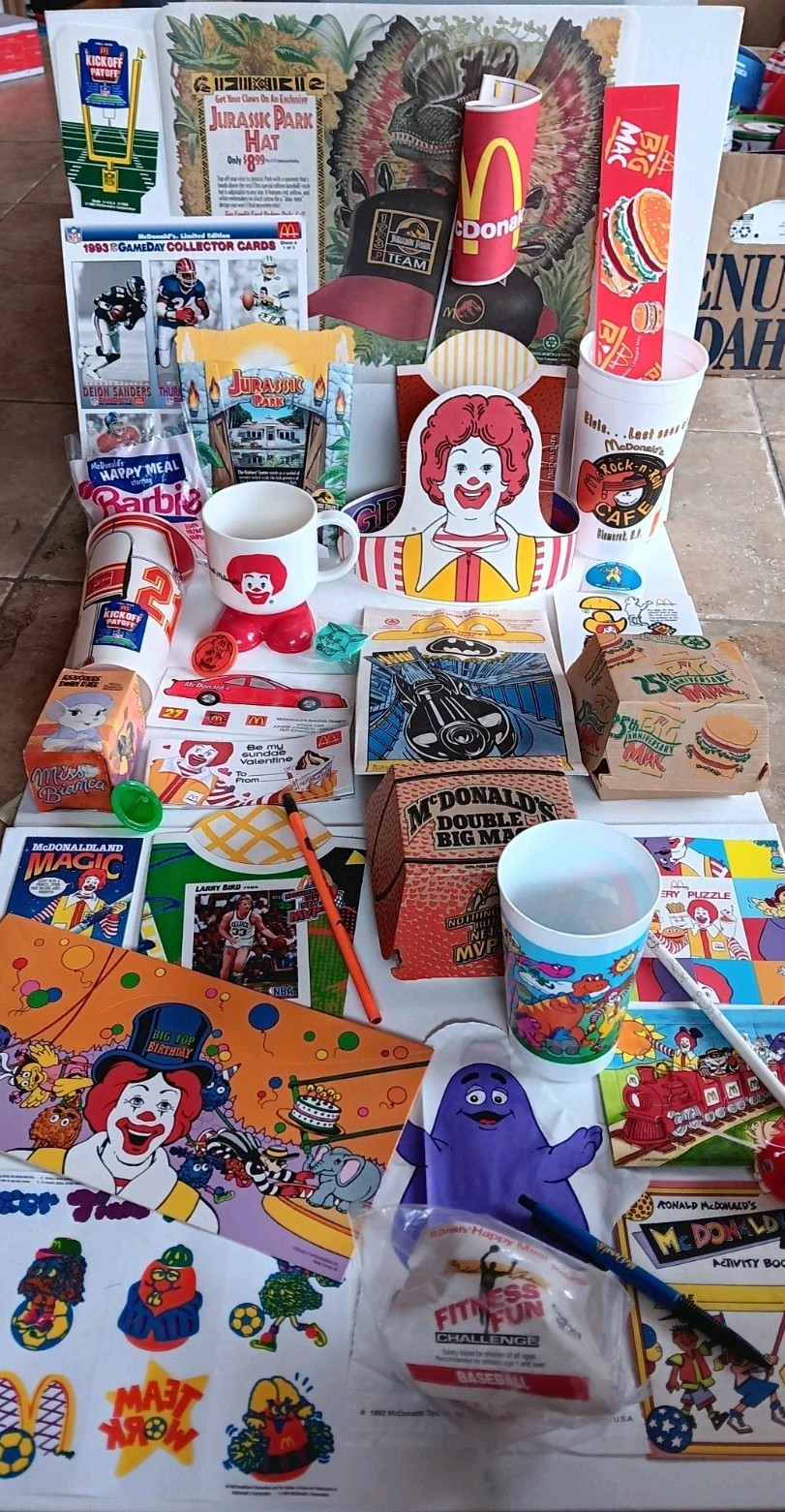 HUGE LOT OF 101, VERY HARD TO FIND, MCDONALD’S MEMORABILIA – MINT CONDITION!!