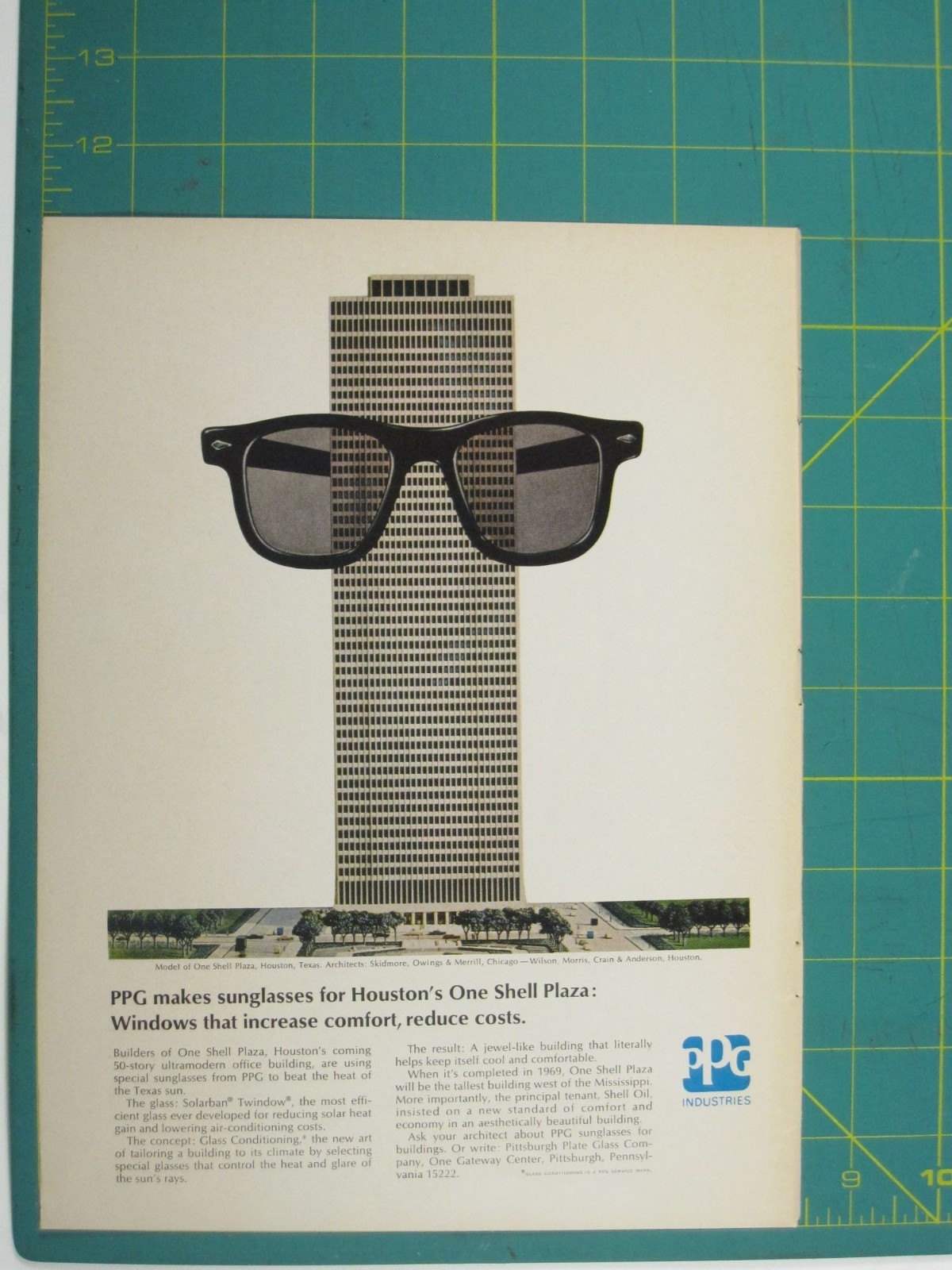 Print Ad PPG Industries Solarban Windows One Shell Plaza Houston 1969 Efficient
