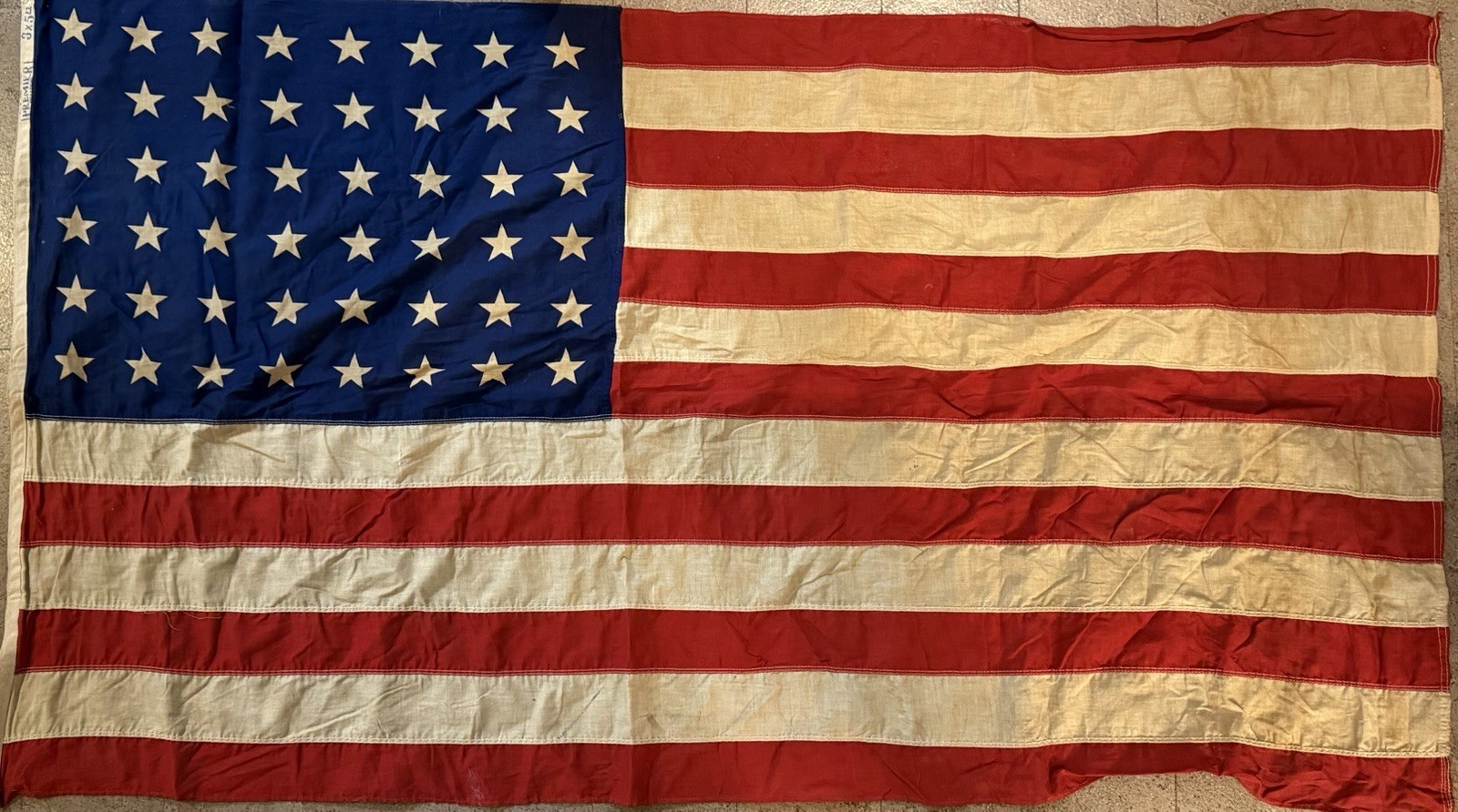 Vintage 1930’s Patent Pending „PREMIER“ 48 Star Sewn American Flag 3×5