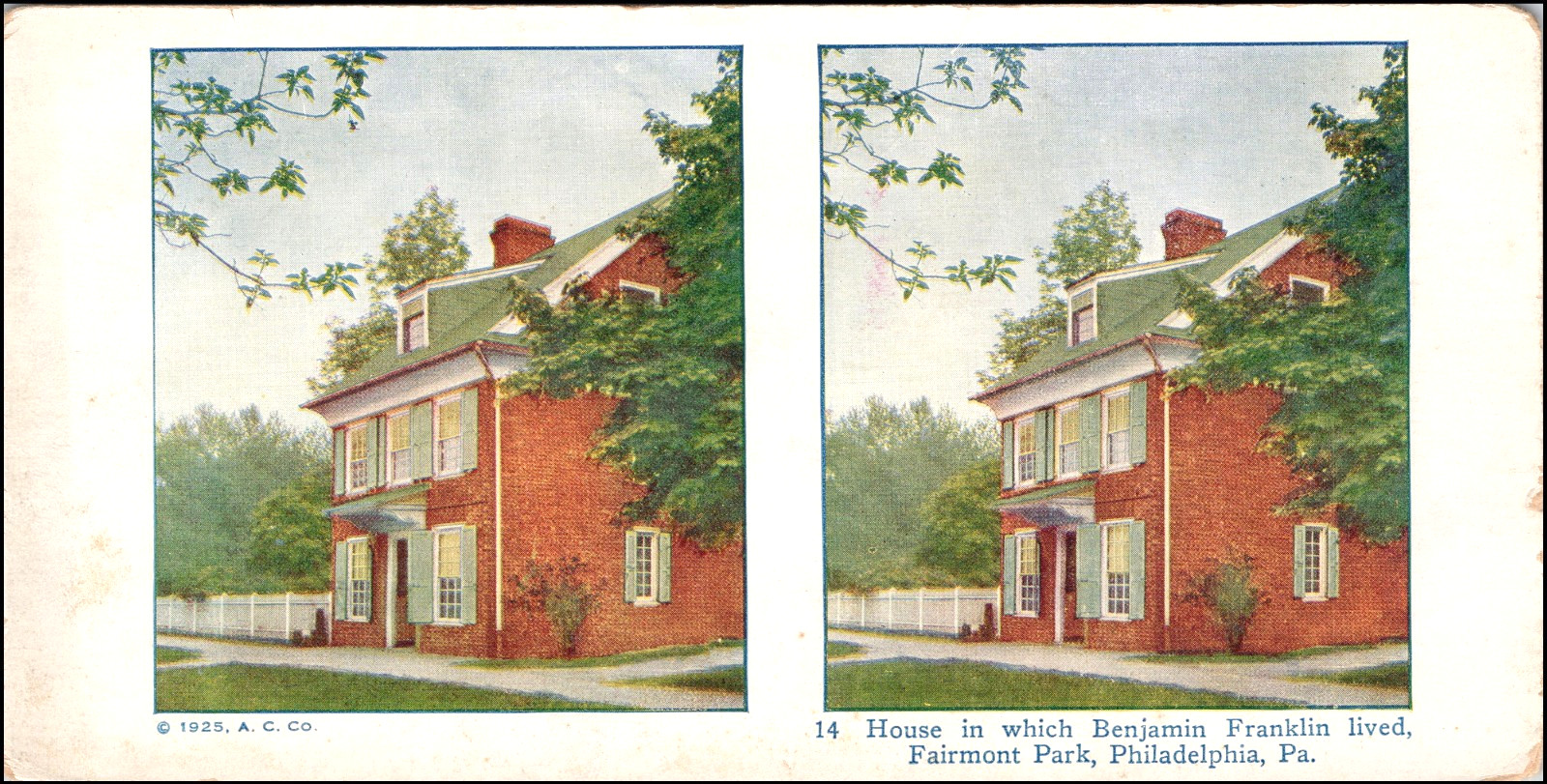 House In Which Benjamin Franklin Lived, Fairmont Pk, Phila. Pa–Stereoview #LD58