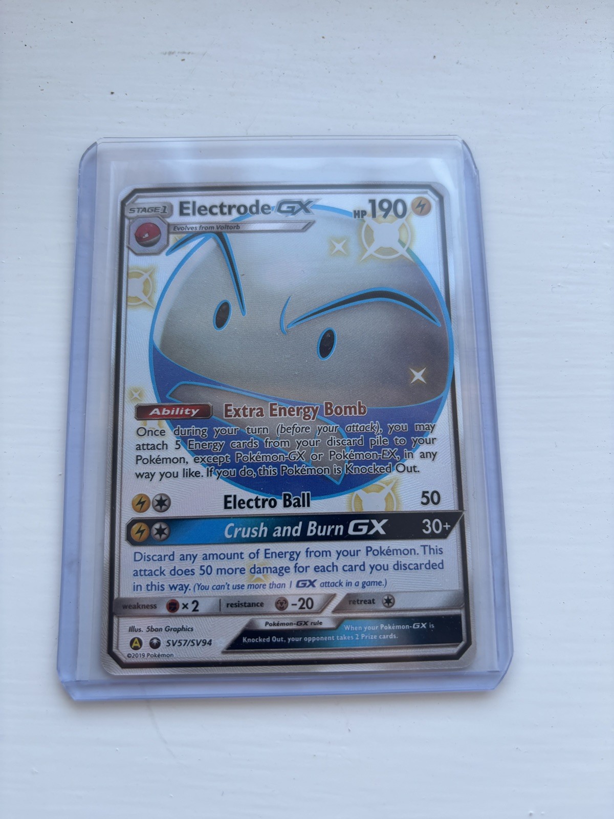 Pokemon TCG Card Electrode GX SV57/SV94 Hidden Fates Full Art Holo – NM