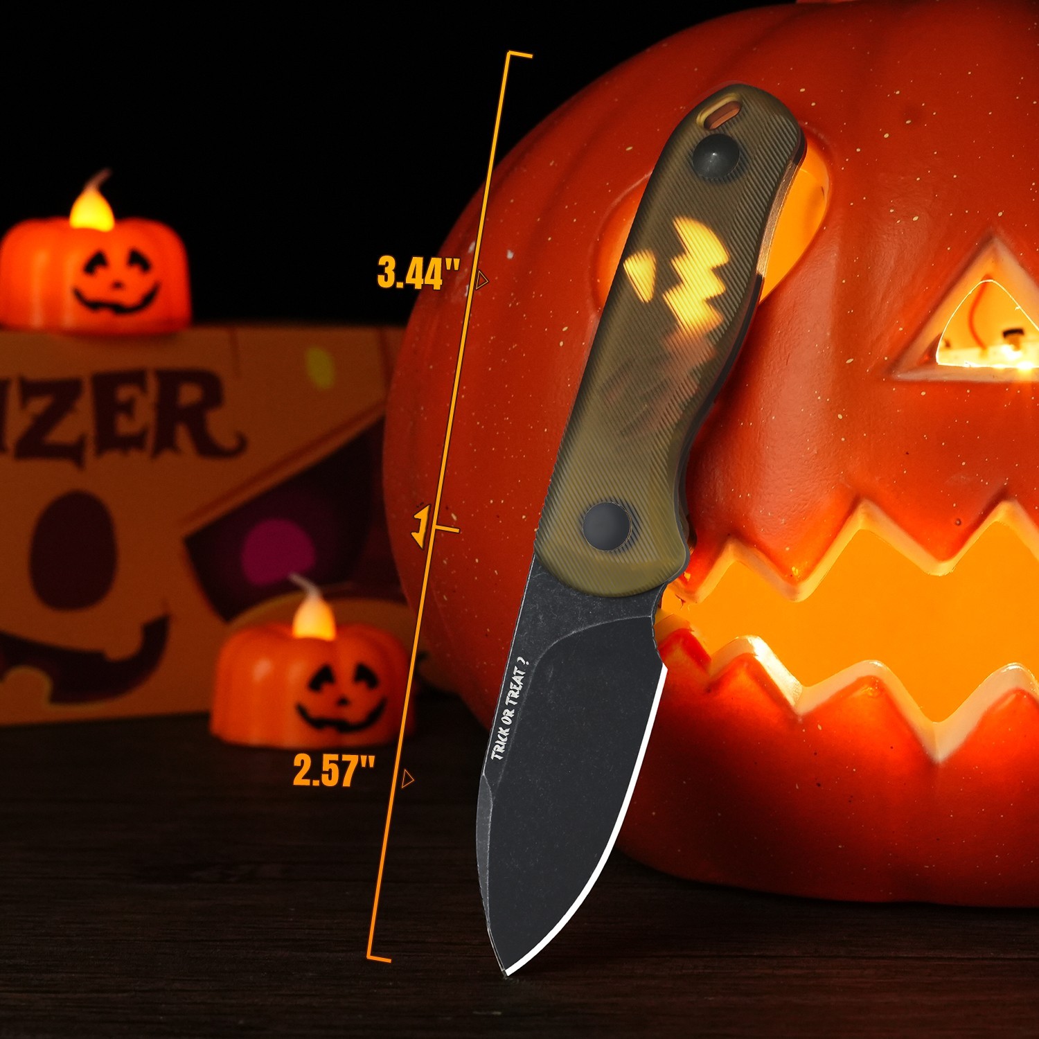 Kizer Halloween Drop Bear Fix Fixed Knife 14C28N Blade PEI Handle With Sheath