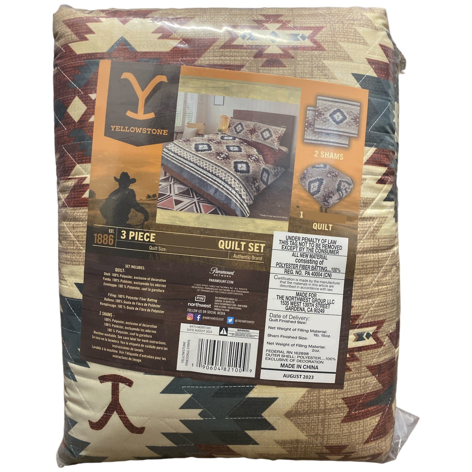 Yellowstone 100% Polyester Microfiber Quilt and Sham Set, 3 Piece (Pinesdale