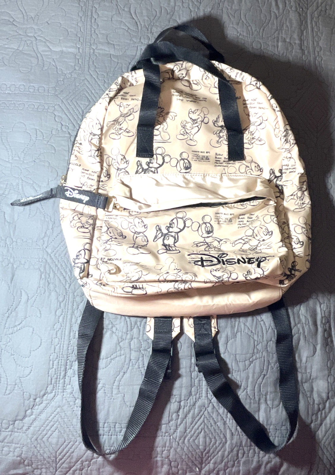 Disney Mickey Mouse Beige Backpack Primark Limited 14″ x 10″ x 4″ 100% Polyester