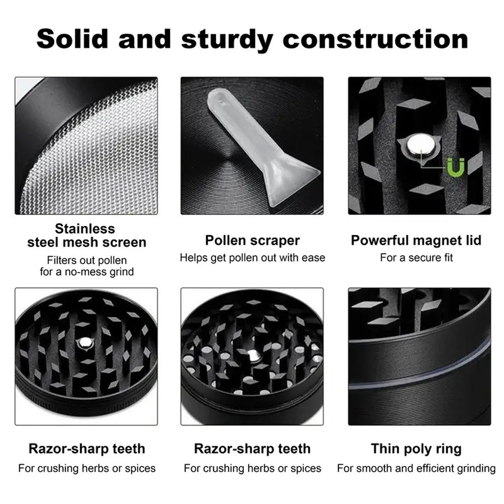 Herb Grinder 4 Layer 3 inch Large Metal Tobacco Crusher Magnetic Tobacco Grinder