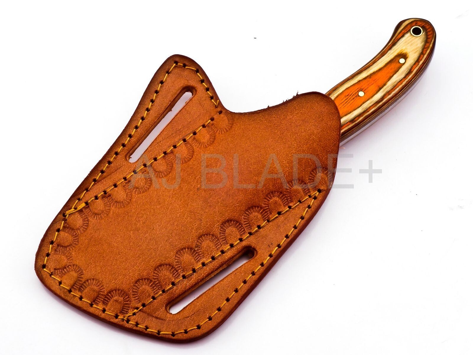 CowBoy Bull Cutter Knife Hand Forged Damascus Steel EDC Knife Pakka Wood; 9005