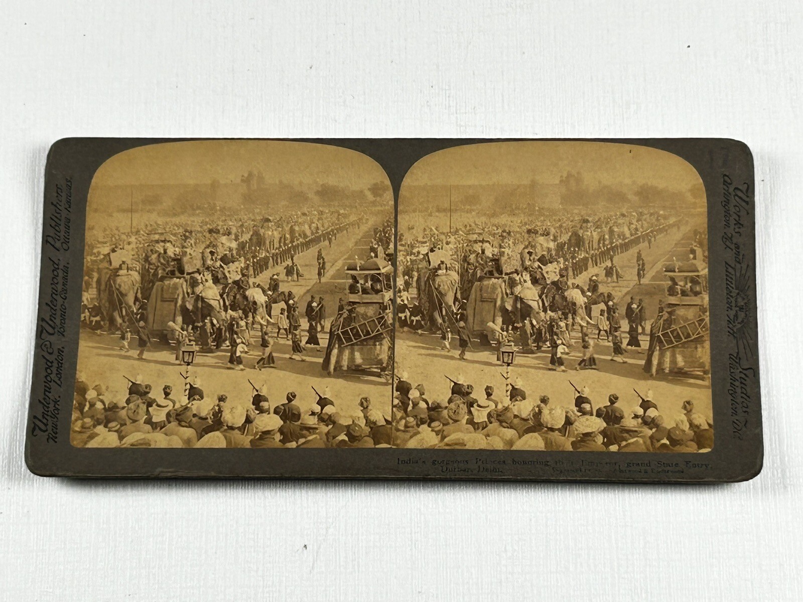 Stereoview Photo India Princes On Elephants Honoring Emperor