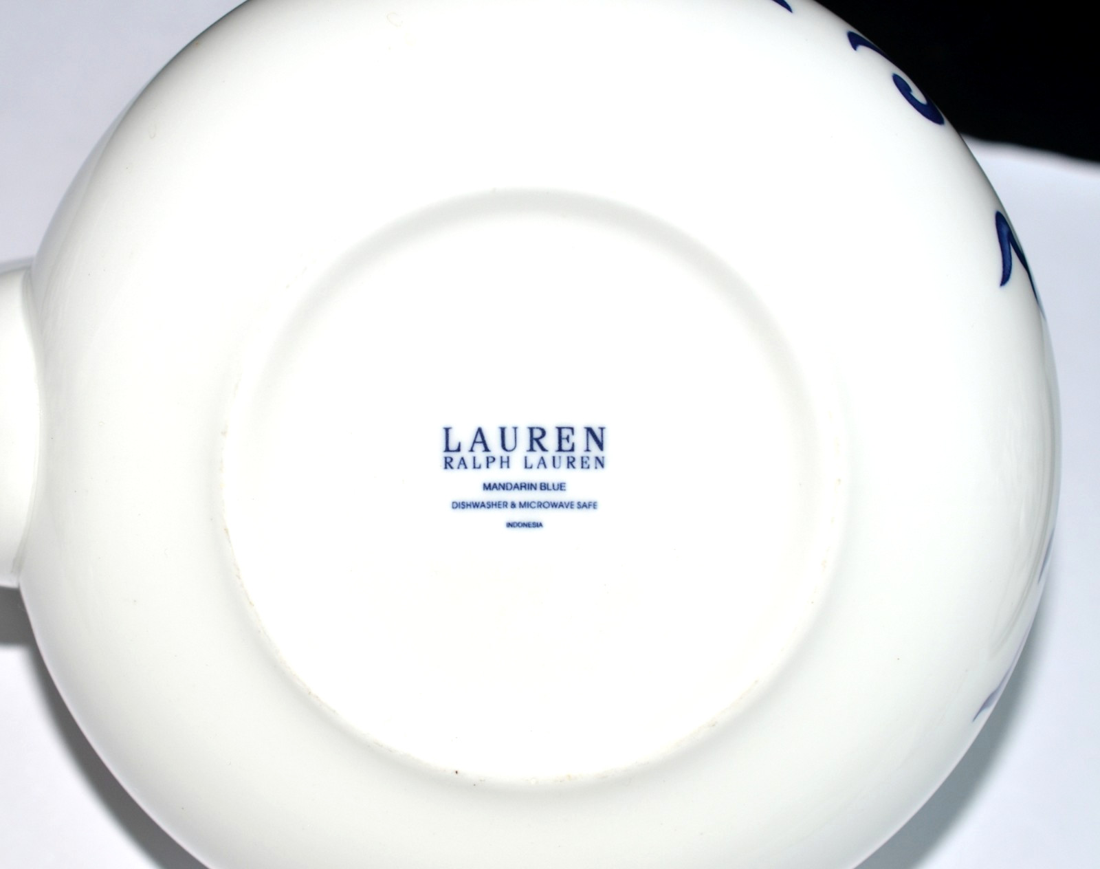 Ralph Lauren Mandarin * TEAPOT WITH BAMBOO HANDLE * Blue and White Floral, EXC