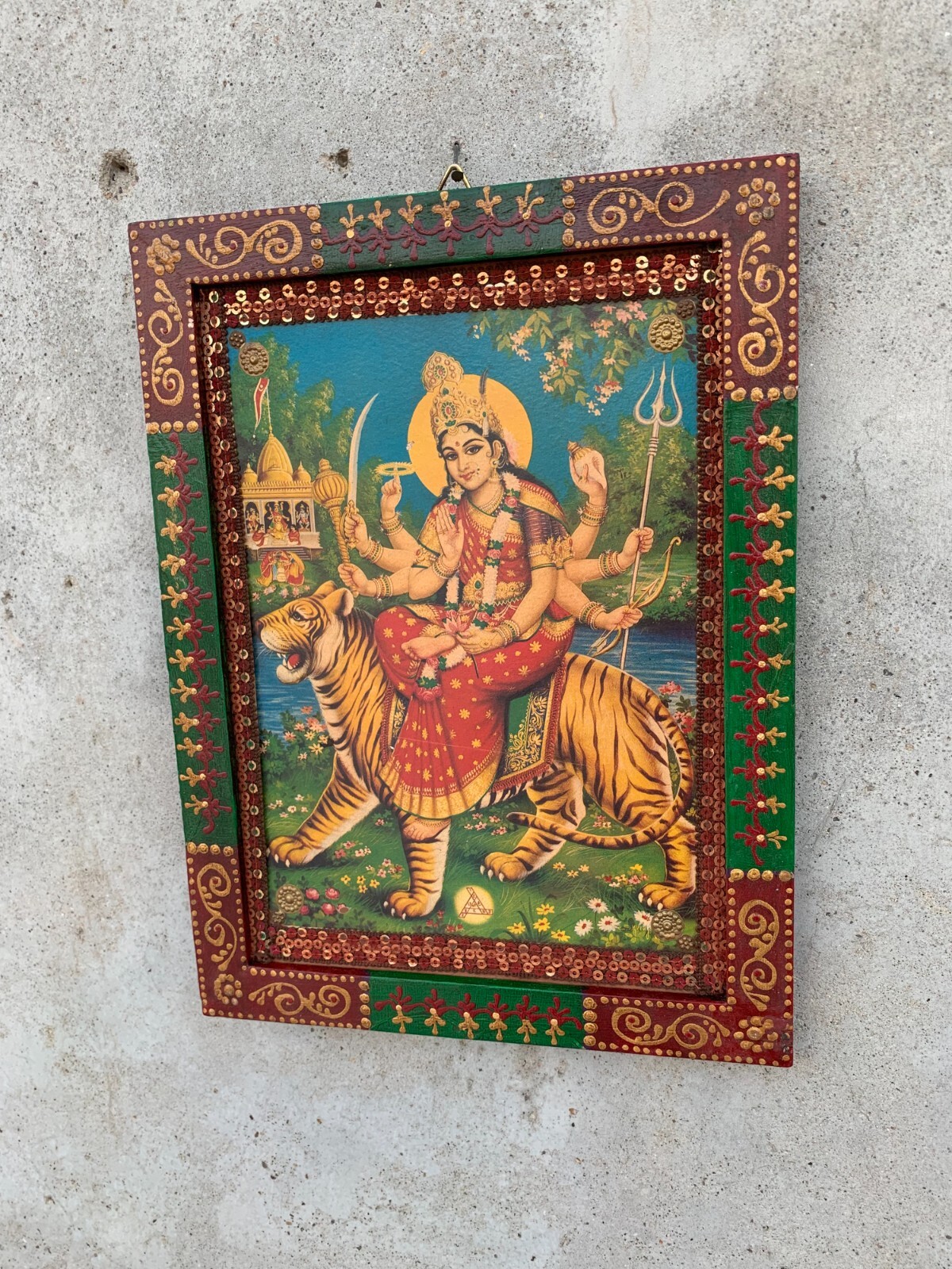 Durga Mata Photo Frame, Ambe Mata Photo Frame,Indian Hindu Deity Photo-8.5×11.5″