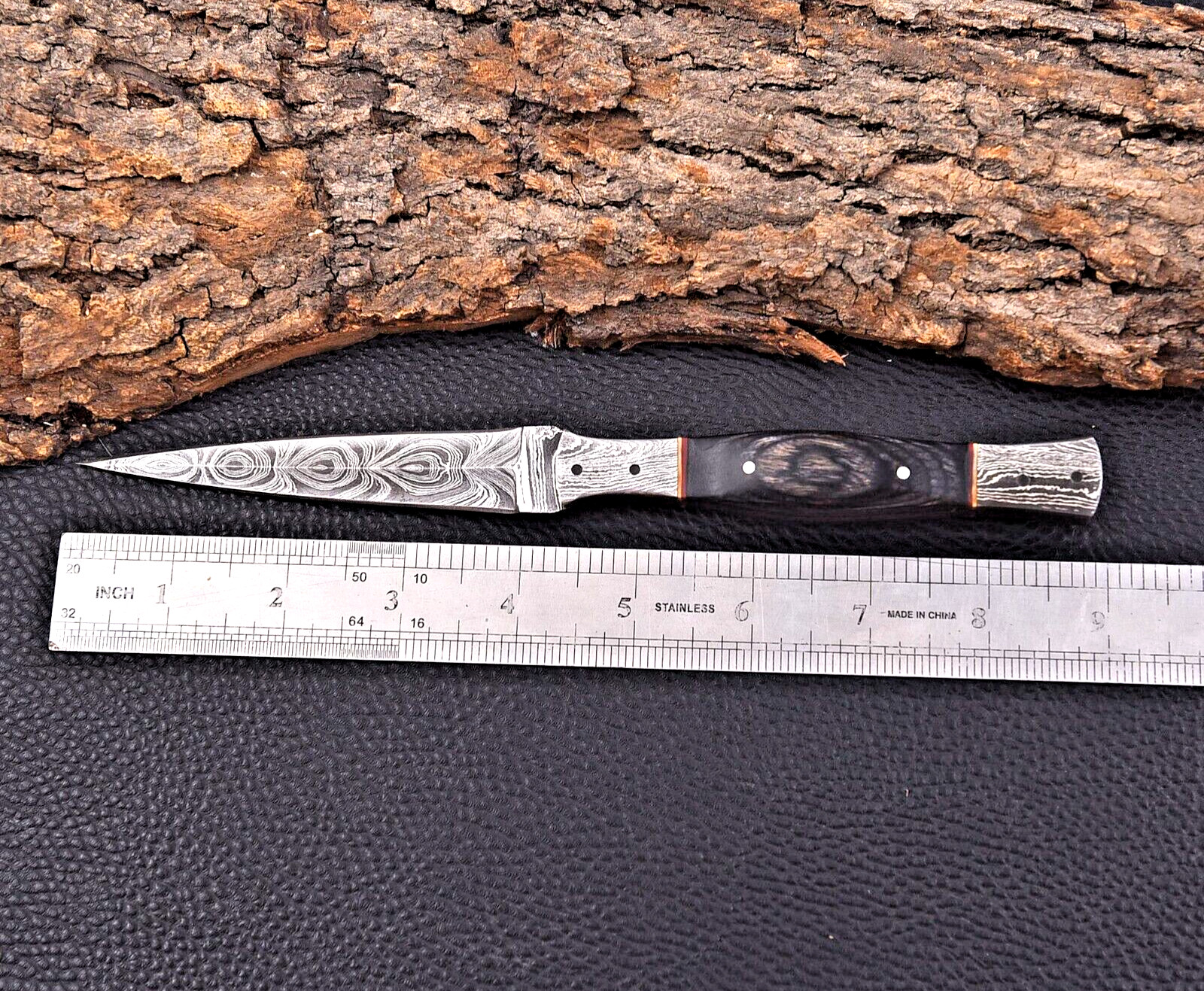 Custom Made Hand Forged Damascus Steel Fix Blade Hunting Boot Knife 2841
