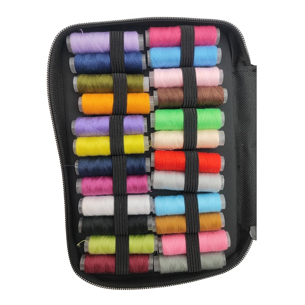 24 Color Sewing Thread Home Sewing Kit Measure Scissor Thread Needle Storage Box